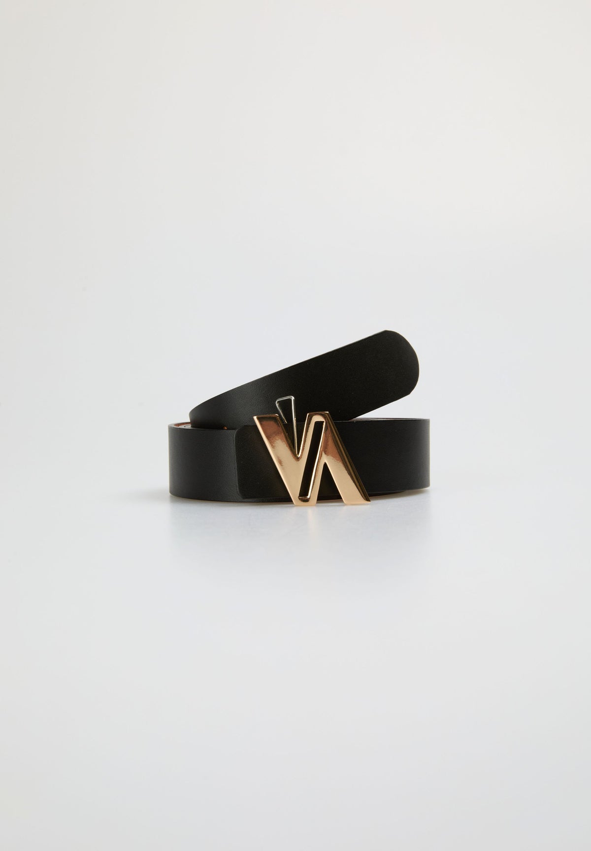 CINTURON PIEL NEGRO LOGO DORADO
