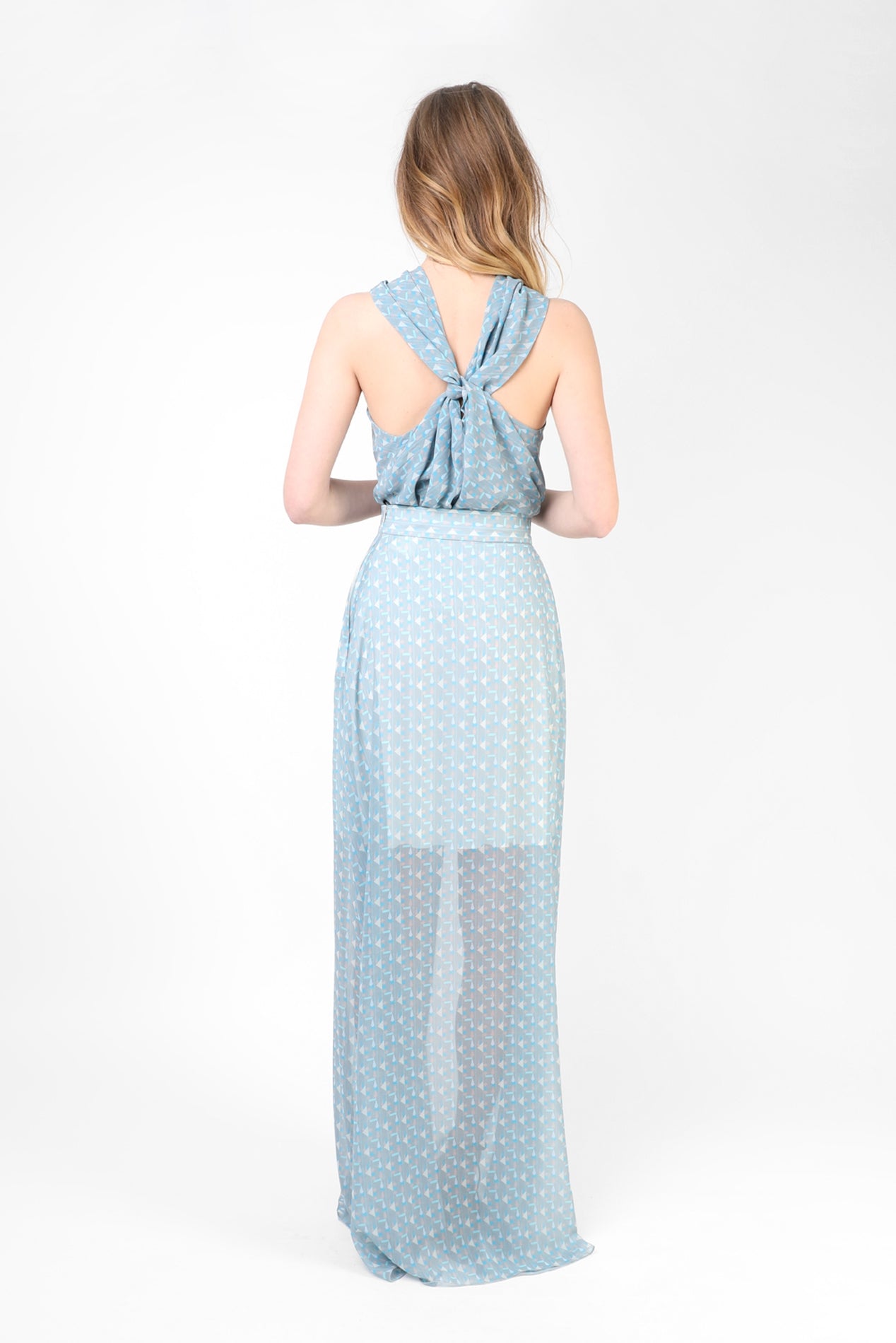 EGIPTO SKIRT GEOMETRIC HIGH BLUE