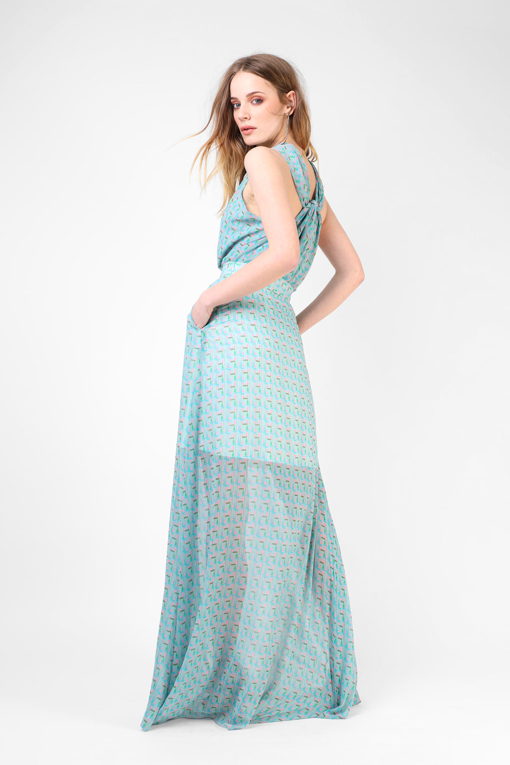 EGIPTO SKIRT GEOMETRIC HIGH BLUE