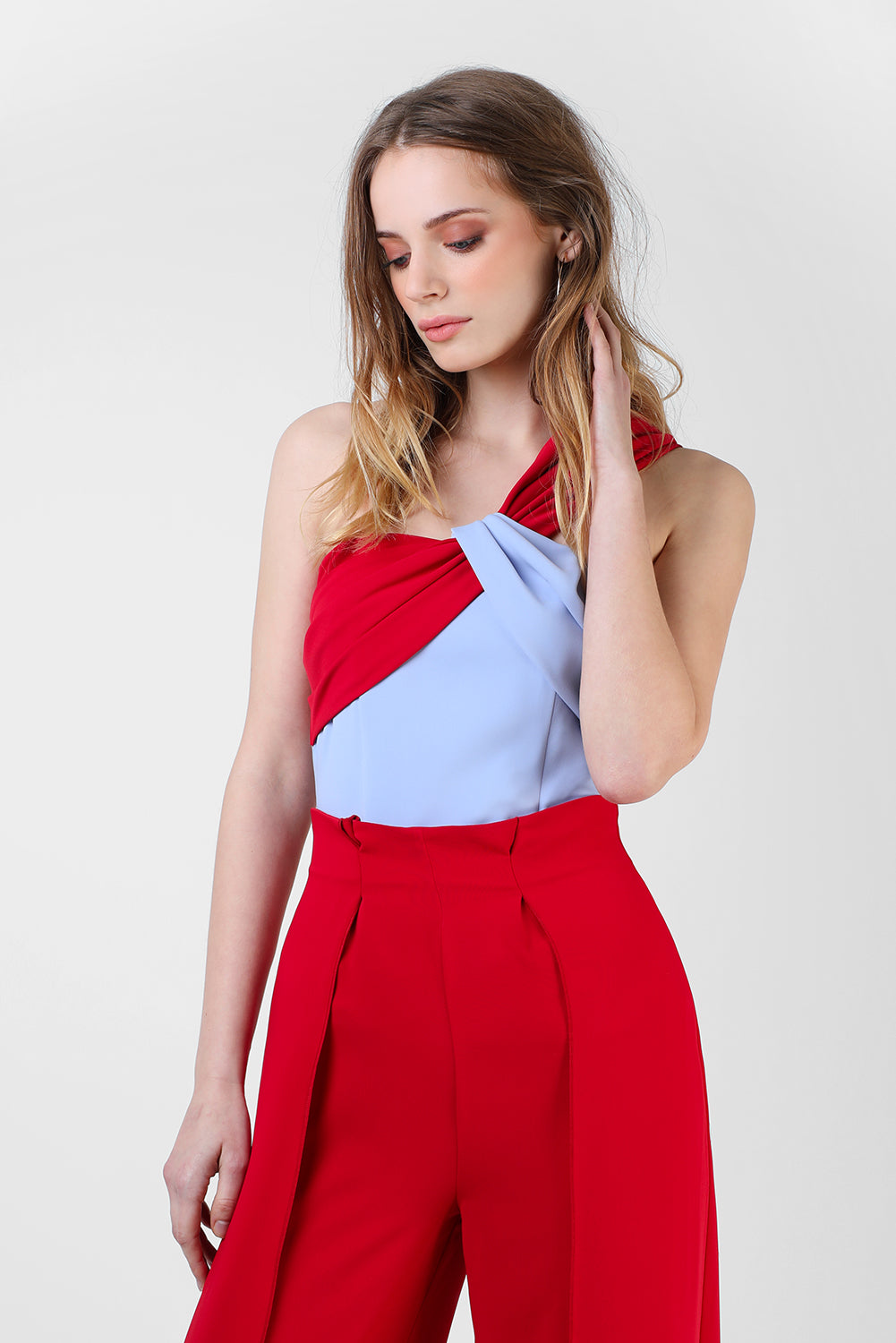 EMIRATO TOP LIGHT BLUE AND RED