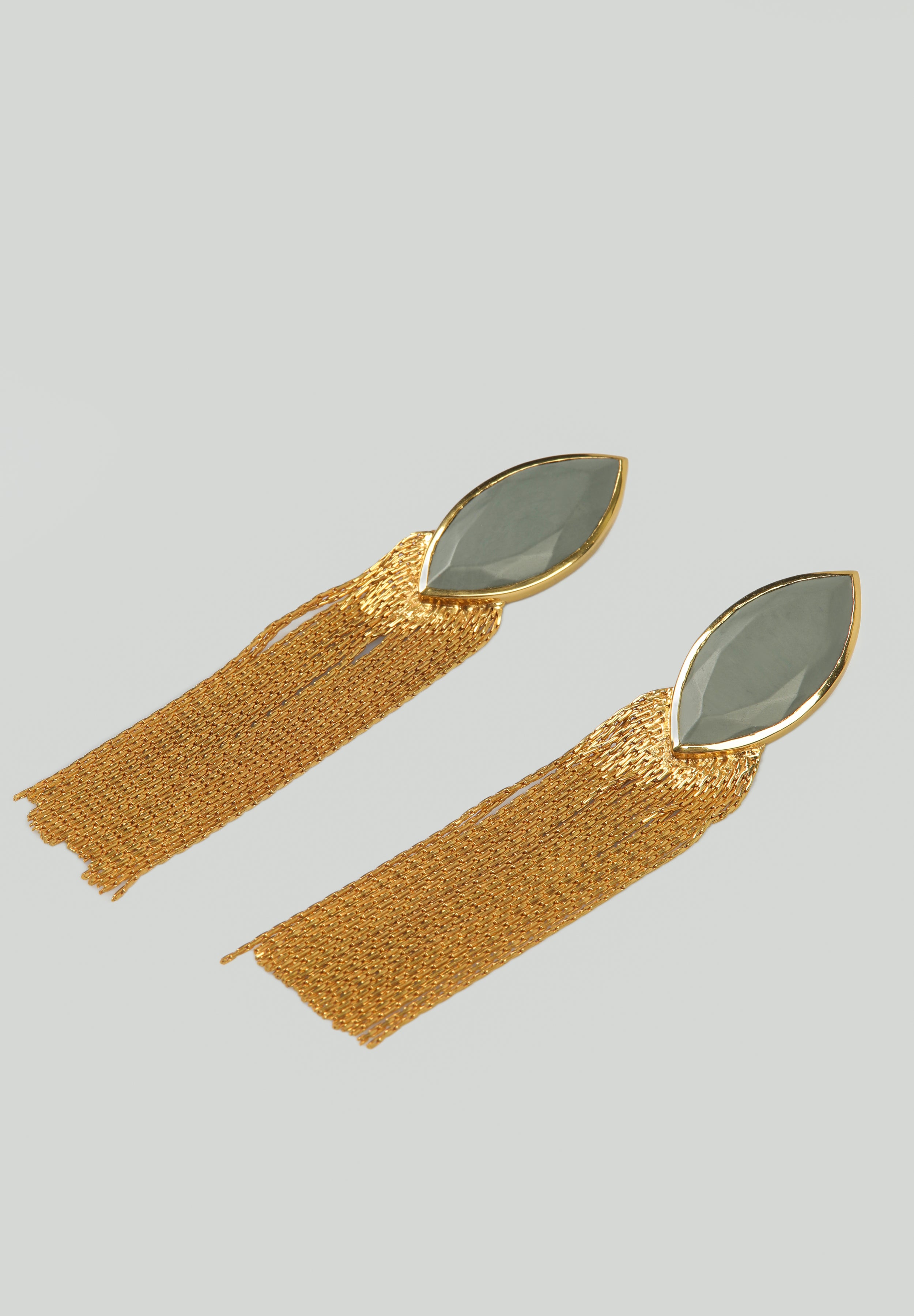 GREY STONE FRINGE EARRINGS