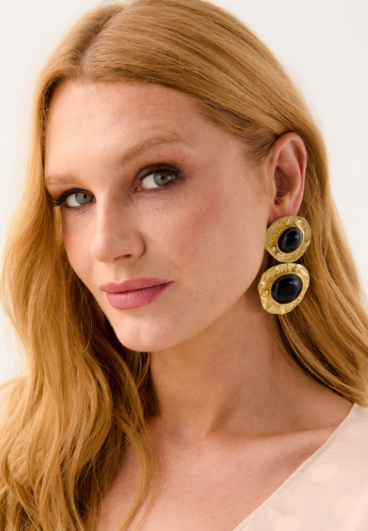 PENDIENTES NEGRO DORADOS