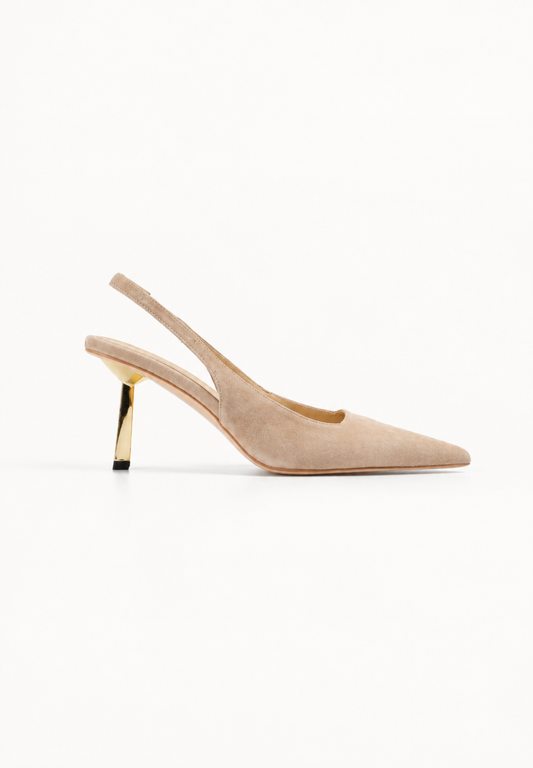 ZAPATO DESTALONADO ANTE TACON METALICO GOLD