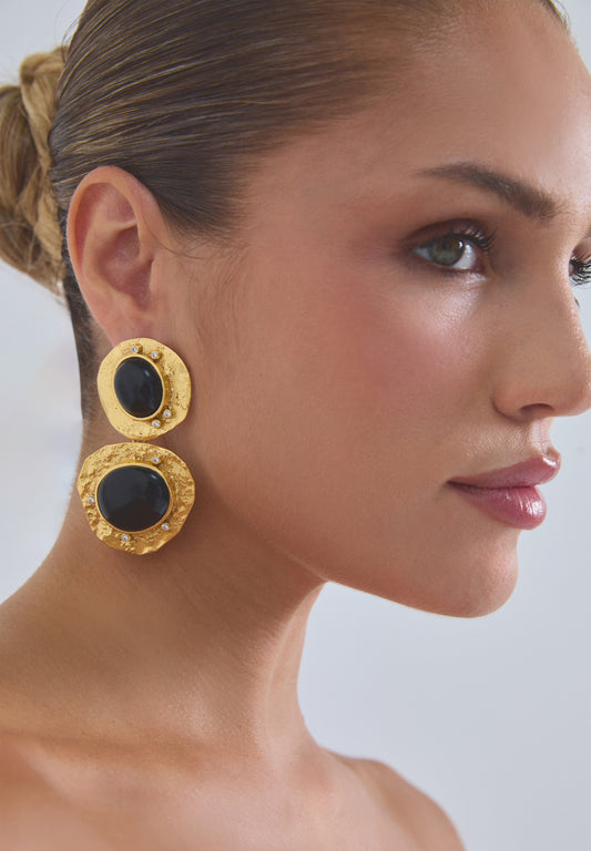 PENDIENTES NEGRO Y DORADO