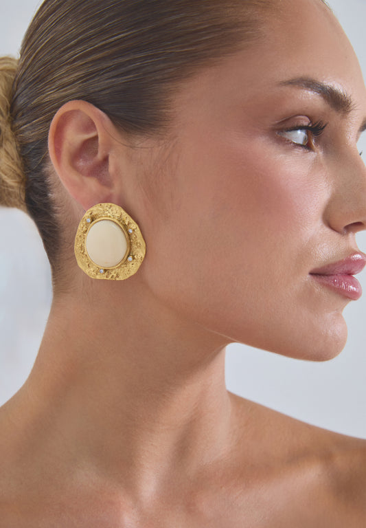 PENDIENTES BLANCO Y DORADO