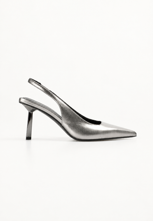 ZAPATO DESTALONADO TACON METALICO SILVER