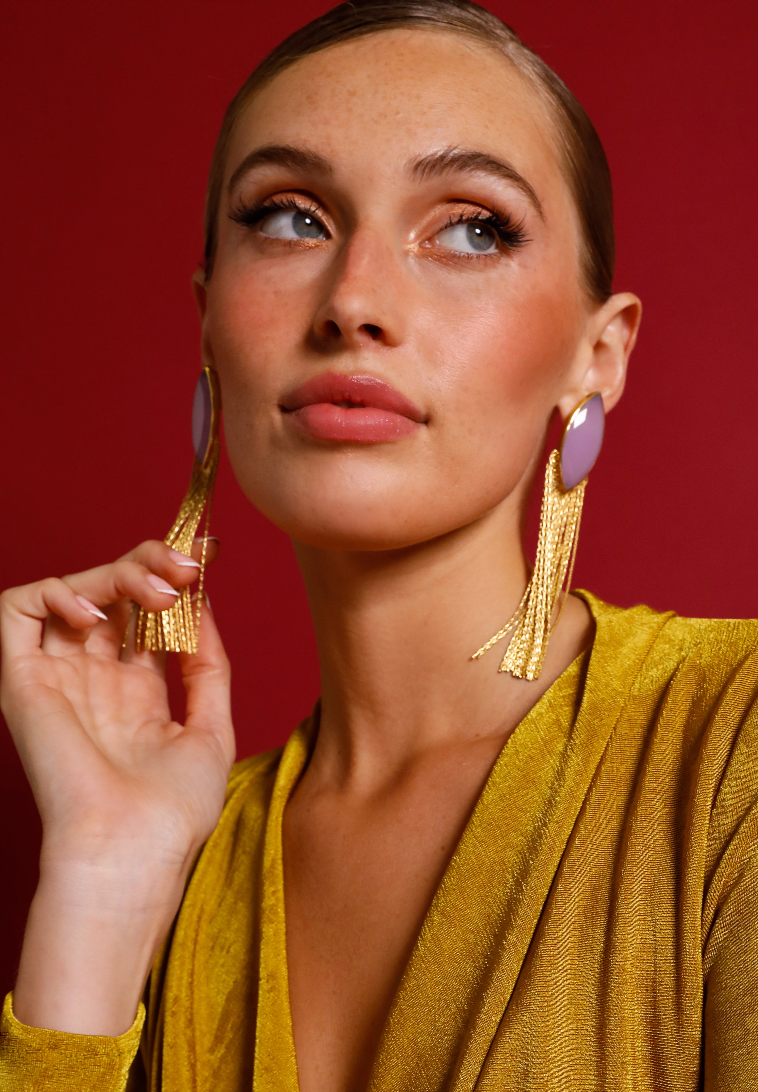 MALLOW STONE FRINGE EARRINGS 