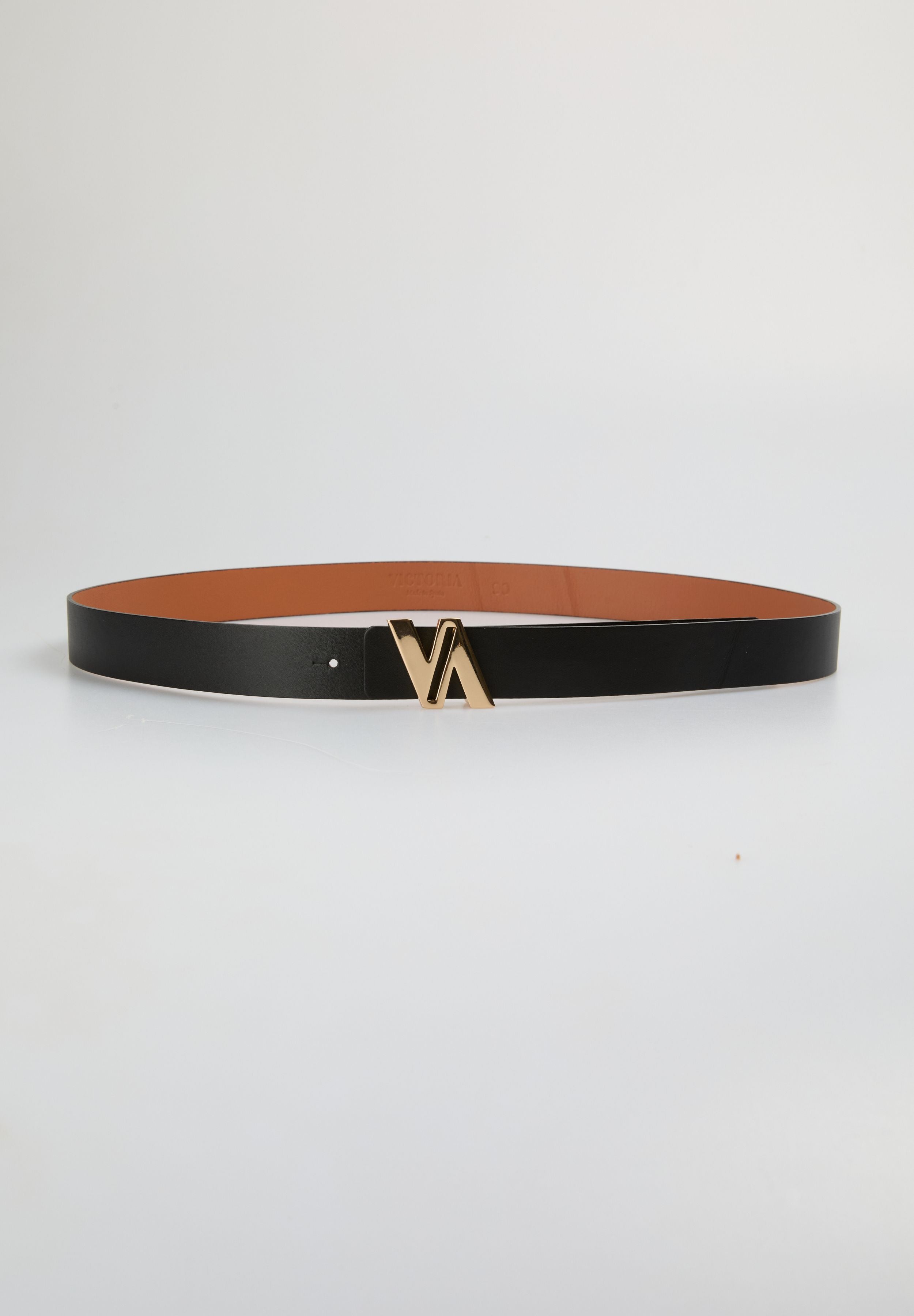 CINTURON PIEL NEGRO LOGO DORADO