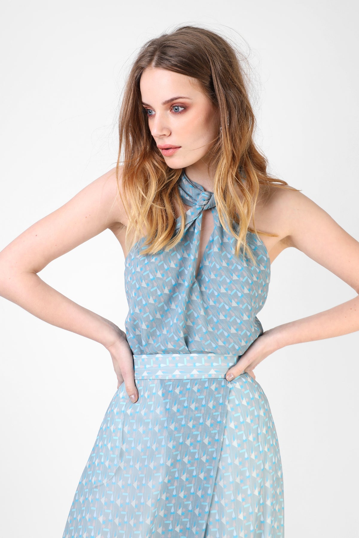 EGIPTO SKIRT GEOMETRIC HIGH BLUE