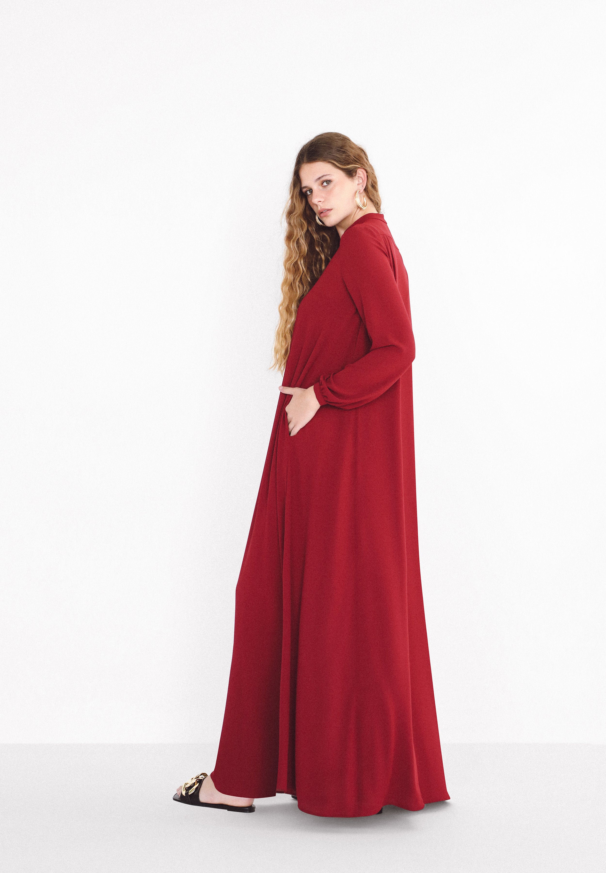 NIA KAFTAN BURGUNDY